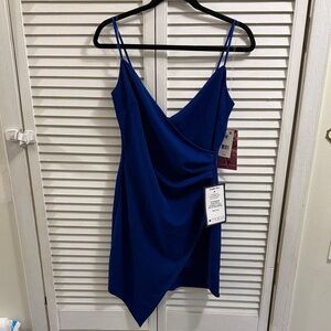Emerald Sundae Royal Blue Asymmetrical Mini Dress